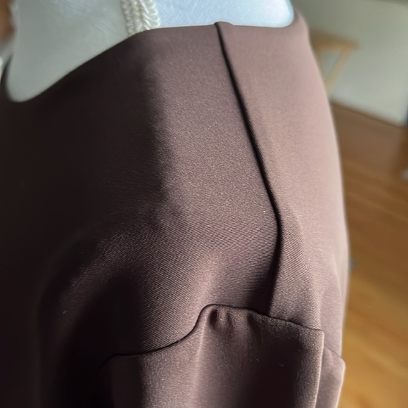 Express bodysuit body contour crew neck long sleeve dark brown extra large - Picture 5 of 8